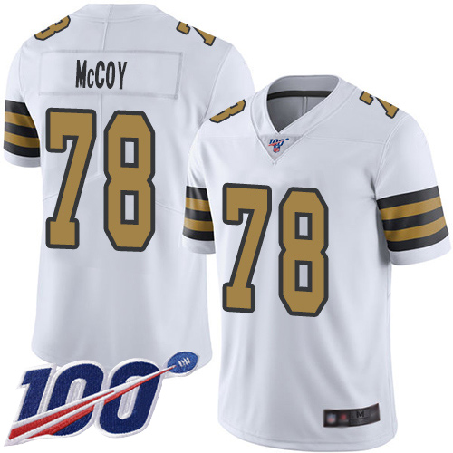 Men New Orleans Saints Limited White Erik McCoy Jersey NFL Football #78 100th Season Rush Vapor Untouchable Jersey